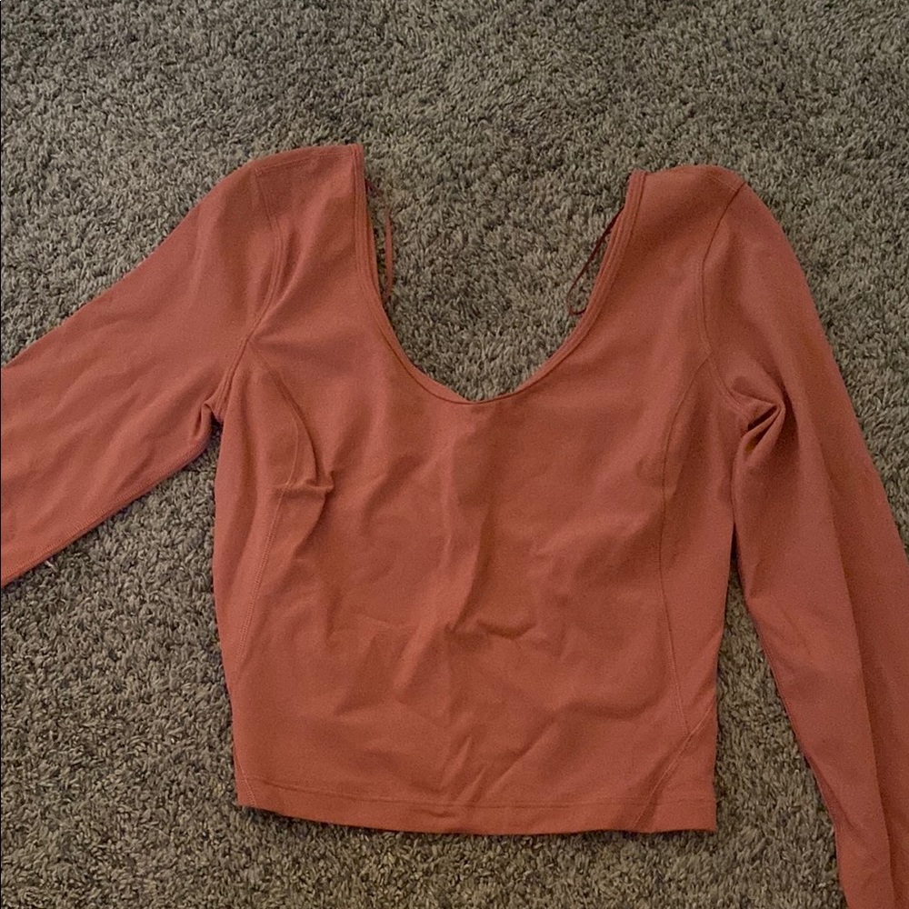 Lululemon Athletica Orange Pink Fitted Crop Blouse